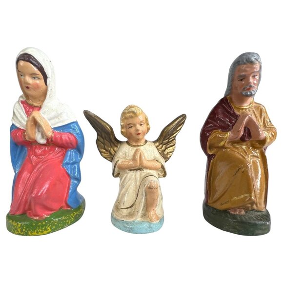 Vintage Hand Painted Nativity Scene Set 8 Figurine & Stable Made West Germany - Picture 5 of 12